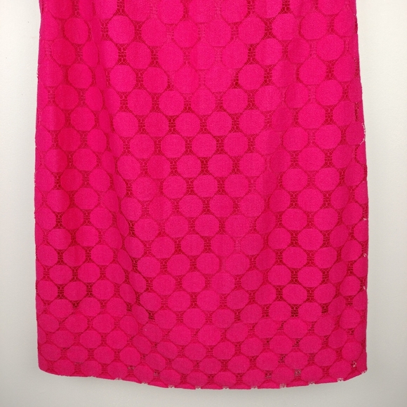 Adrianna Papell Eyelet Circle Cut Lace Overlay Boat Neck Dress in Hot Pink Sz.8 - Picture 5 of 12